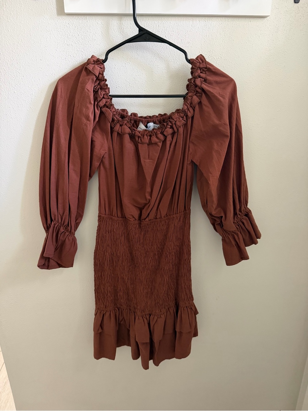 Petal & Pup Rust Smocked Ruffle Mini Dress